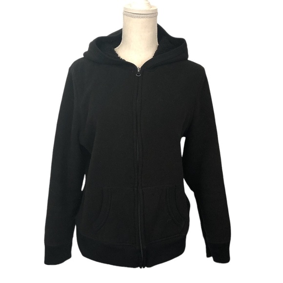 OLD NAVY Sweatshirt Women's Size Large Black Full Zip Teddy Hoodie - Picture 14 of 14